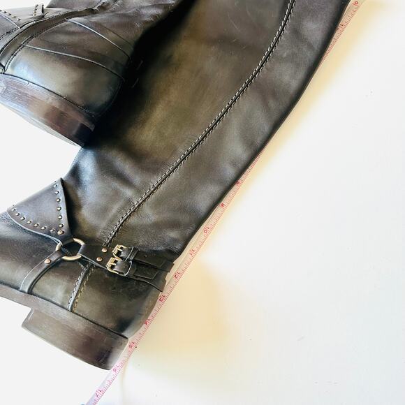 GEOX Repspira Alanis Dark Brown Black Leather Studded Riding Boots Shoes 39 - Picture 13 of 14